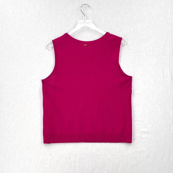 ST JOHN SPORT Santana Knit Pointelle Tank Womens Large Fuschia Pink Sleeveless - Picture 2 of 13